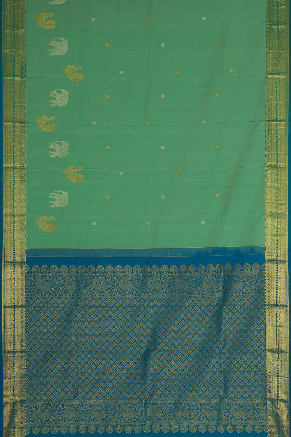 Image of Kanchipattu Sea Green Brocade Saree