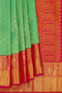 Image of Kanchipattu Sea Green Brocade Saree