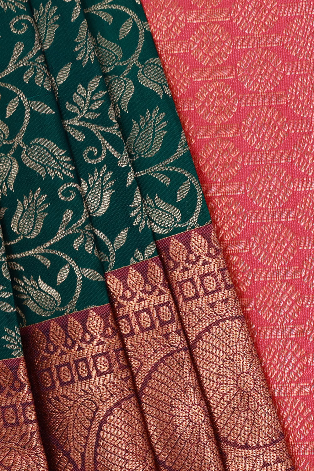 Kanchipattu Peacock Green Brocade Saree