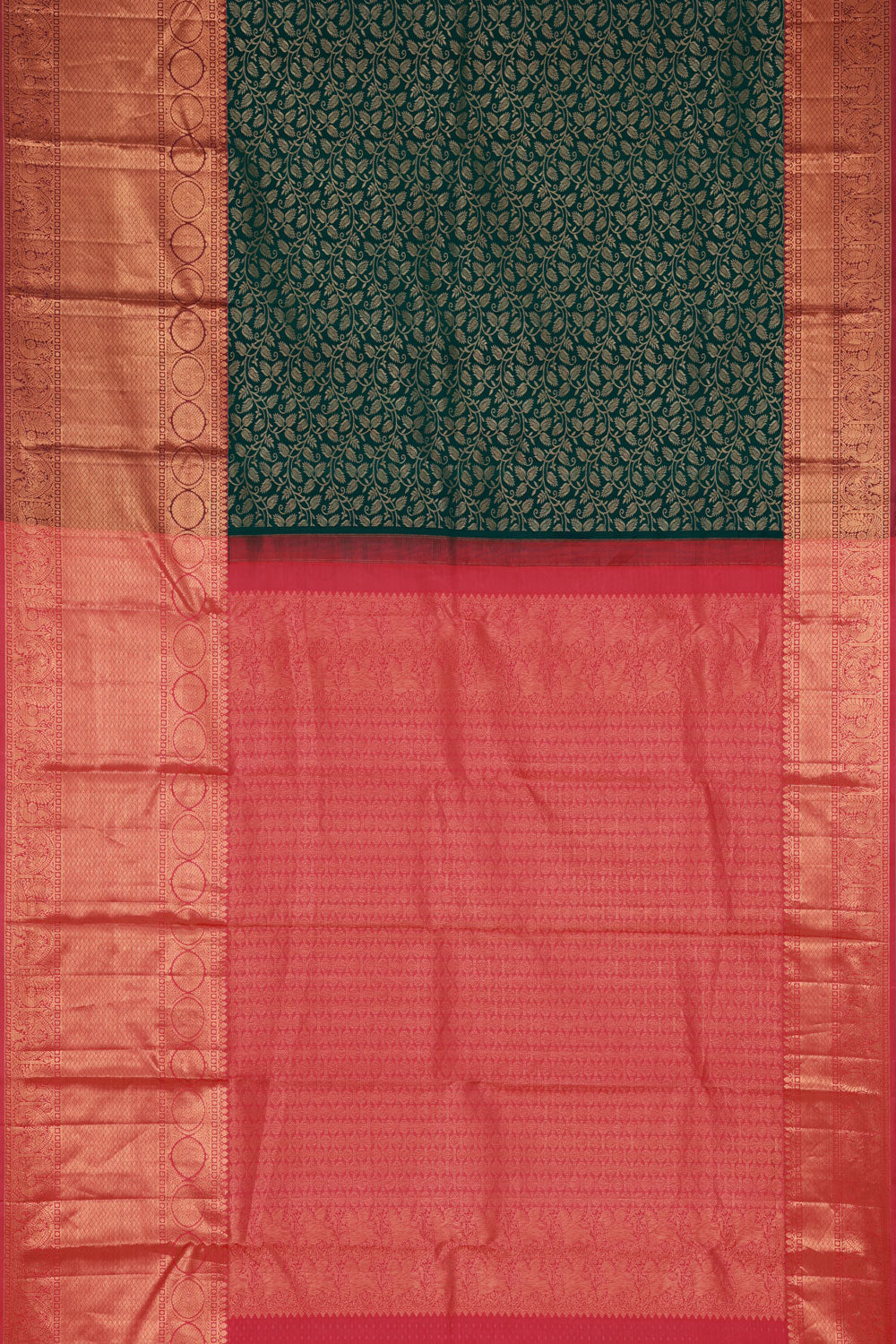 Kanchipattu Peacock Green Brocade Saree