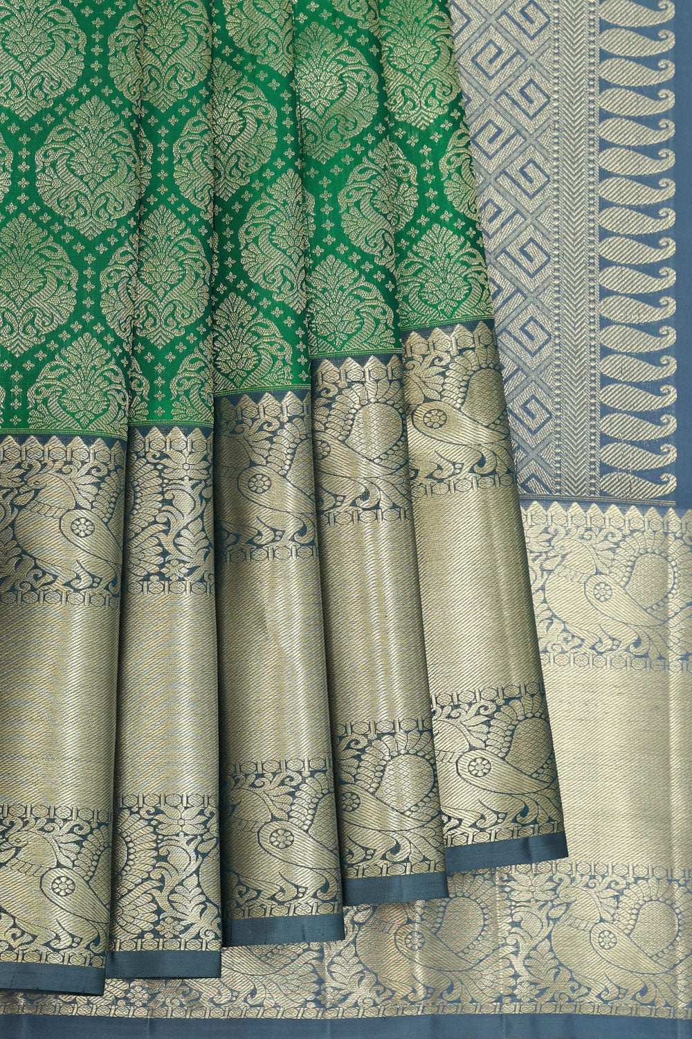 Kanchipattu Dark Green Brocade Saree