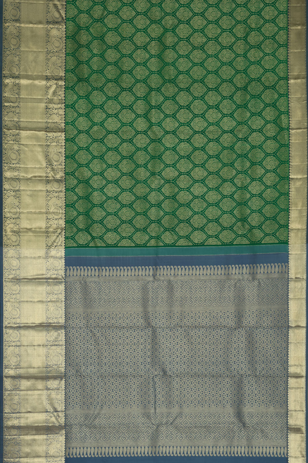 Image of Kanchipattu Dark Green Brocade Saree