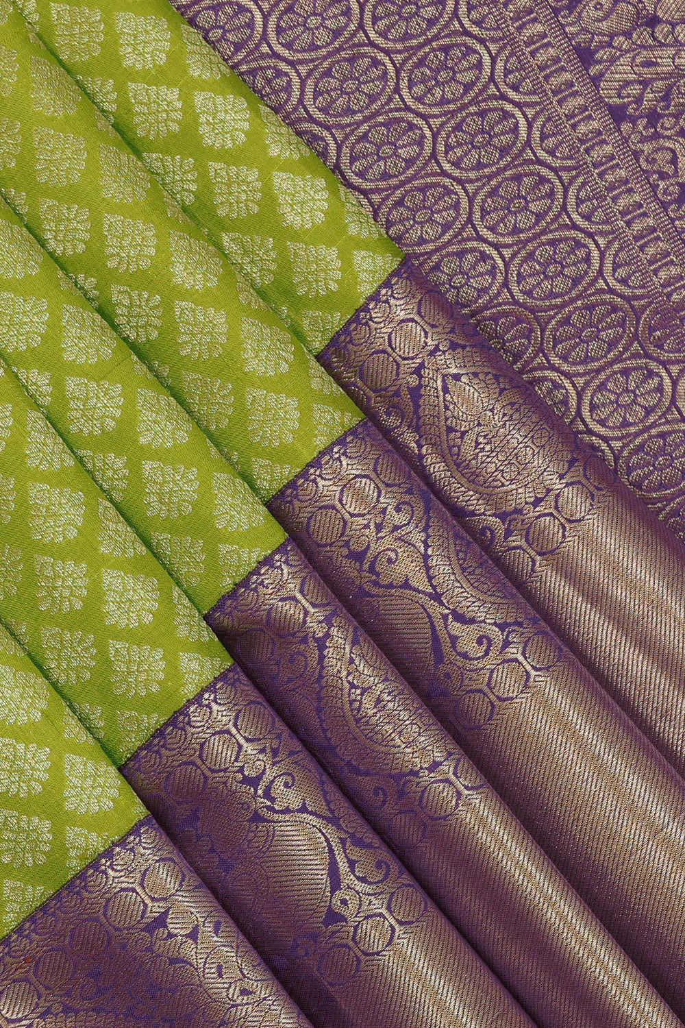 Kanchipattu Parrot Green Brocade Saree