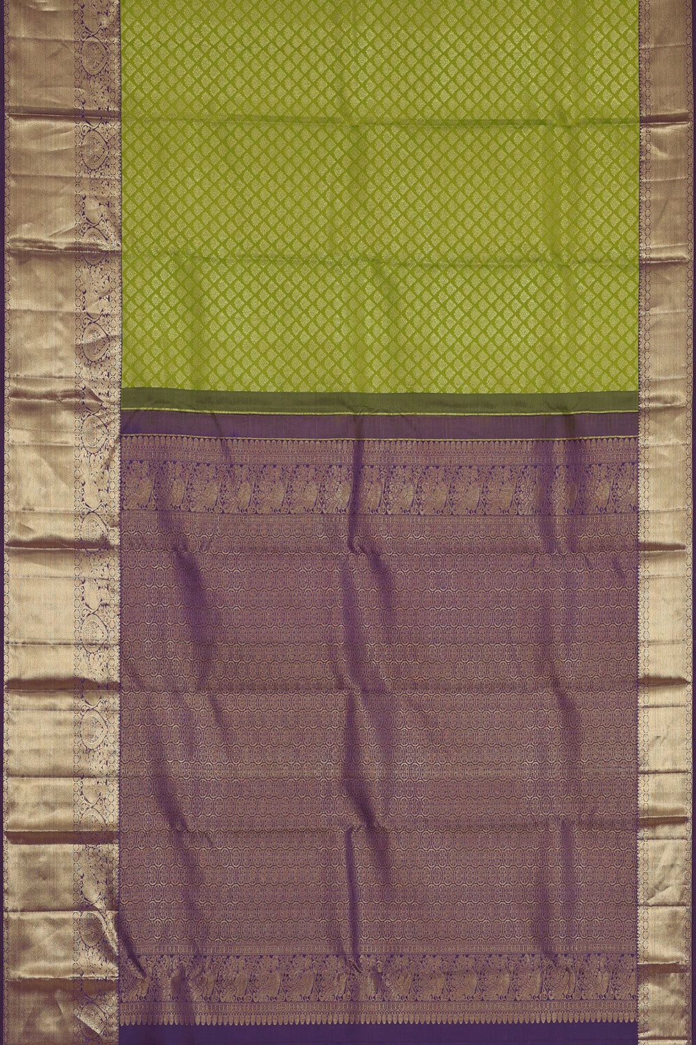 Kanchipattu Parrot Green Brocade Saree