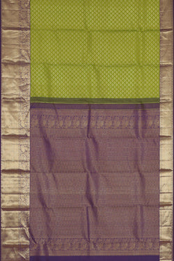 Image of Kanchipattu Parrot Green Brocade Saree