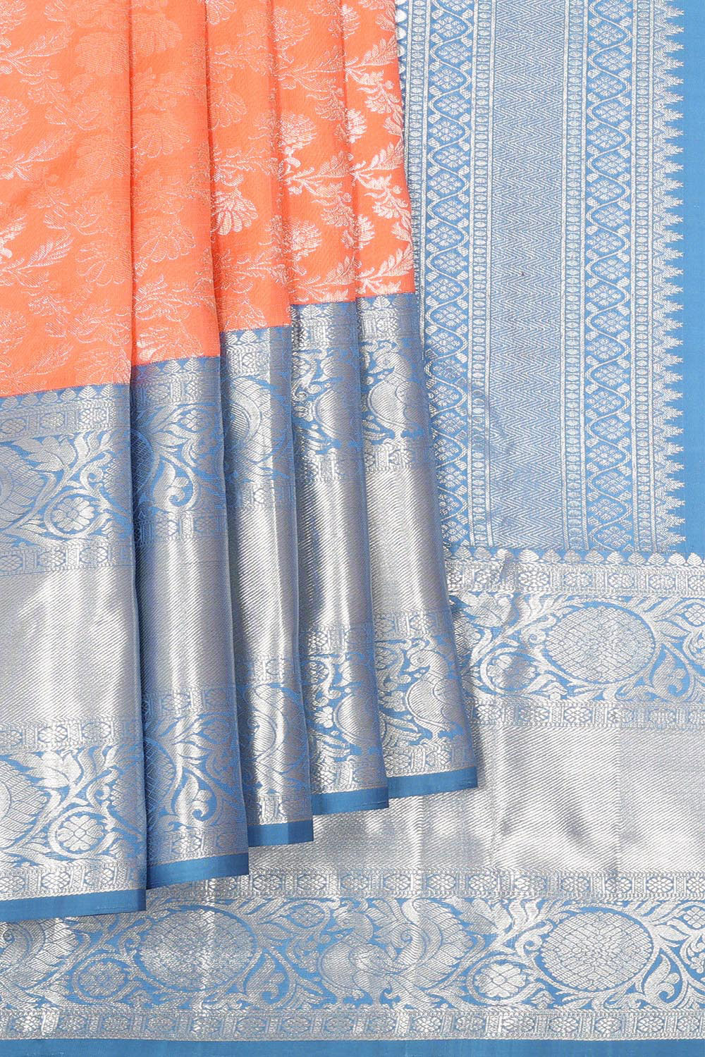 Kanchipattu Peach Brocade Saree