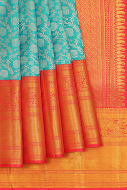 Image of Kanchipattu Sky Blue Brocade Saree