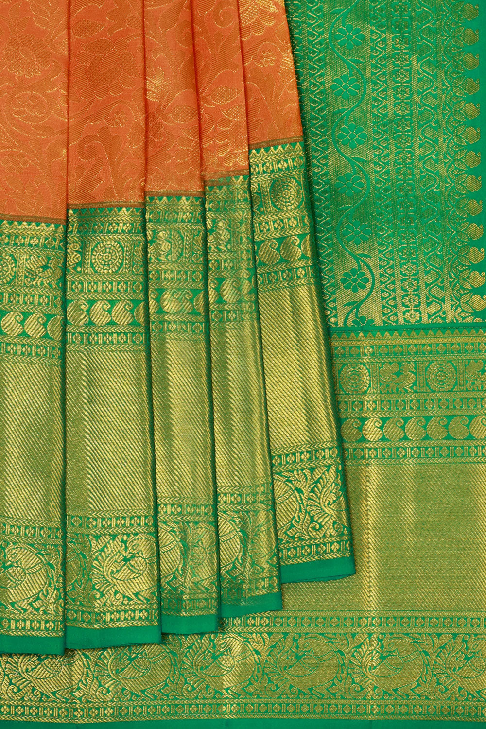 Kanchipattu Orange Brocade Saree