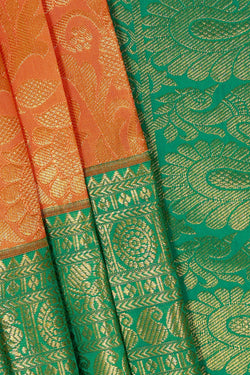 Image of Kanchipattu Orange Brocade Saree