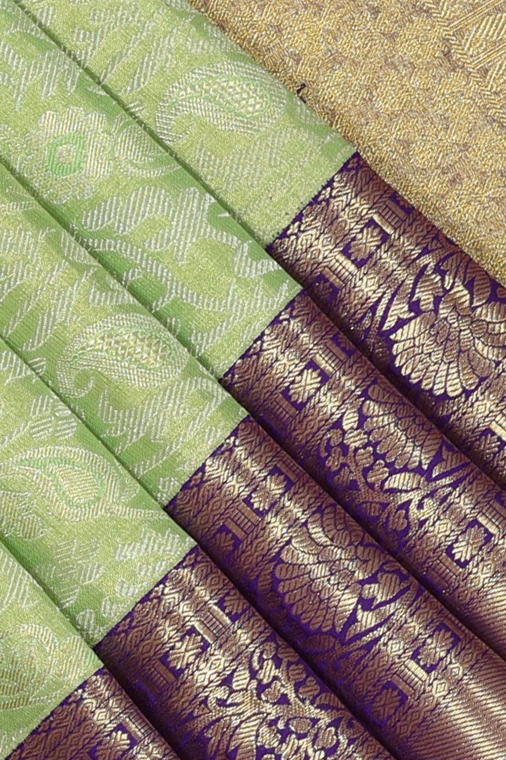 Kanchipattu Light Pista Green Tissue Brocade Saree