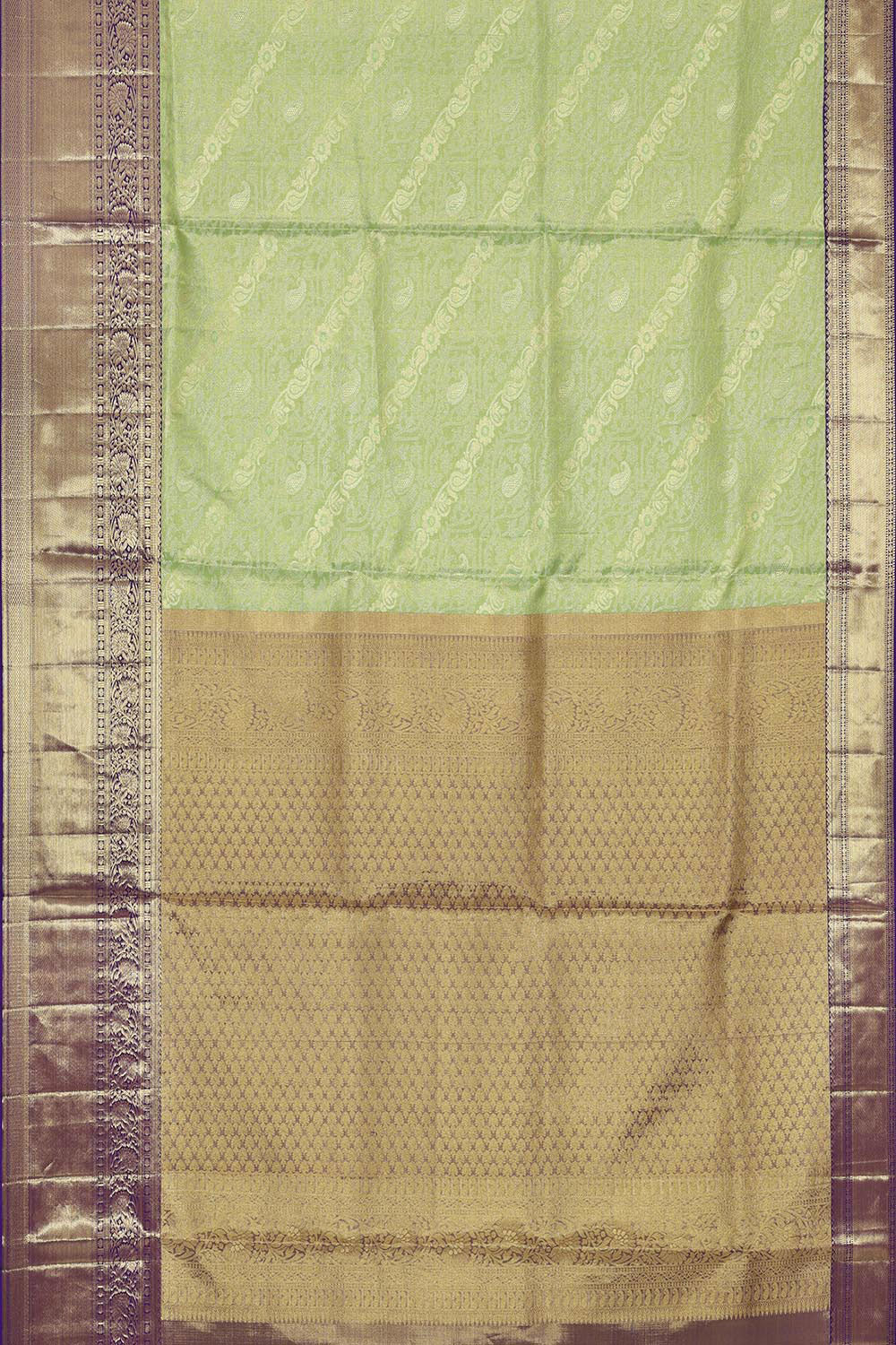 Kanchipattu Light Pista Green Tissue Brocade Saree