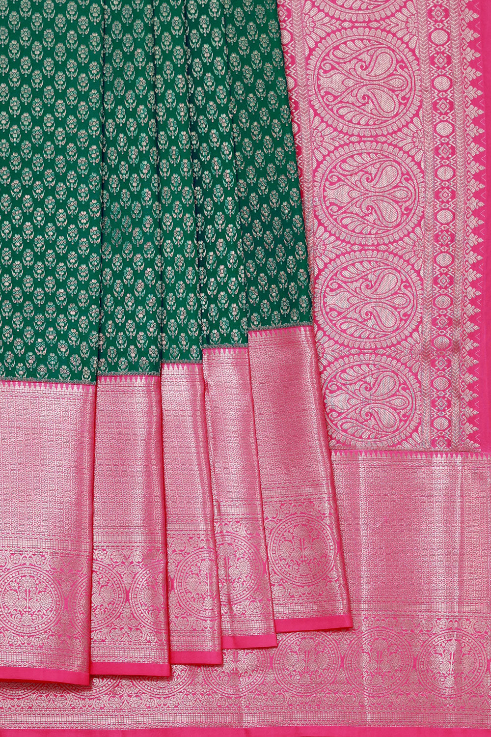 Image of Kanchipattu Bottle Green Brocade Saree