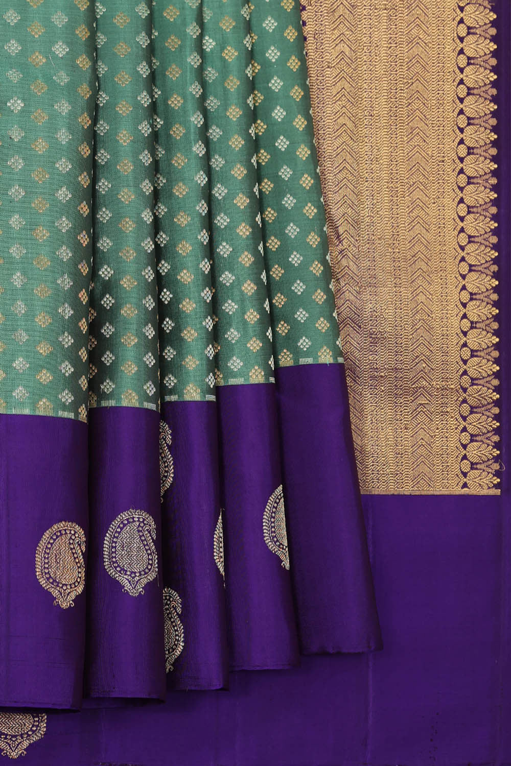 Image of Kanchipattu Peacock Green Brocade Saree