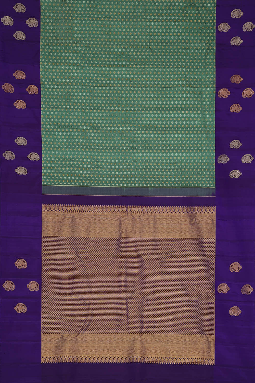 Image of Kanchipattu Peacock Green Brocade Saree