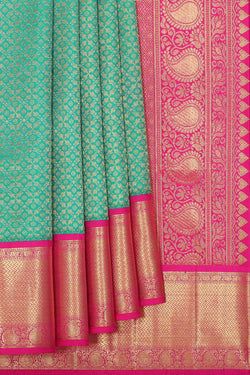 Image of Kanchipattu Sea Green Brocade Saree