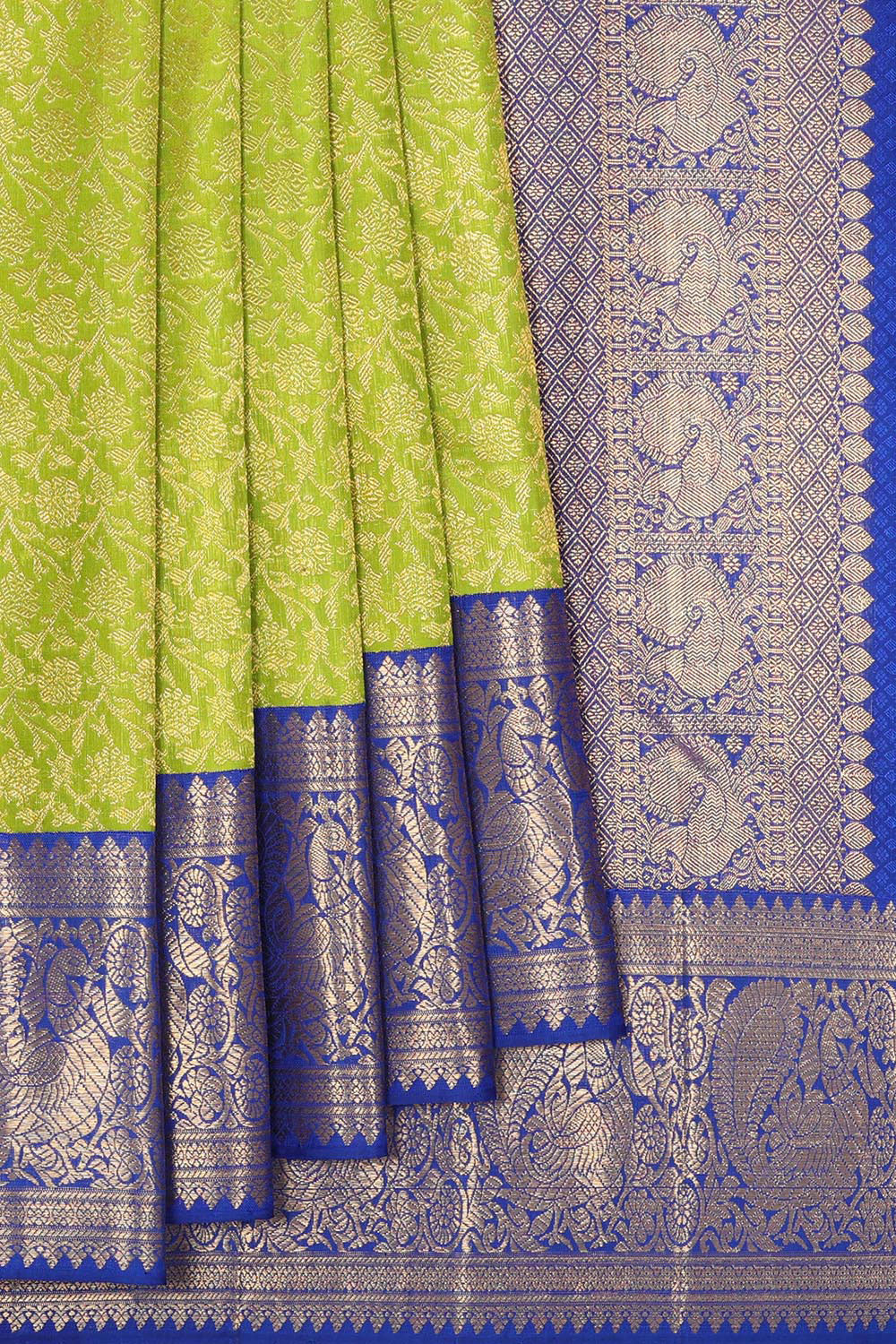 Kanchipattu Lemon Green Brocade Saree