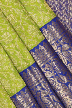 Image of Kanchipattu Lemon Green Brocade Saree