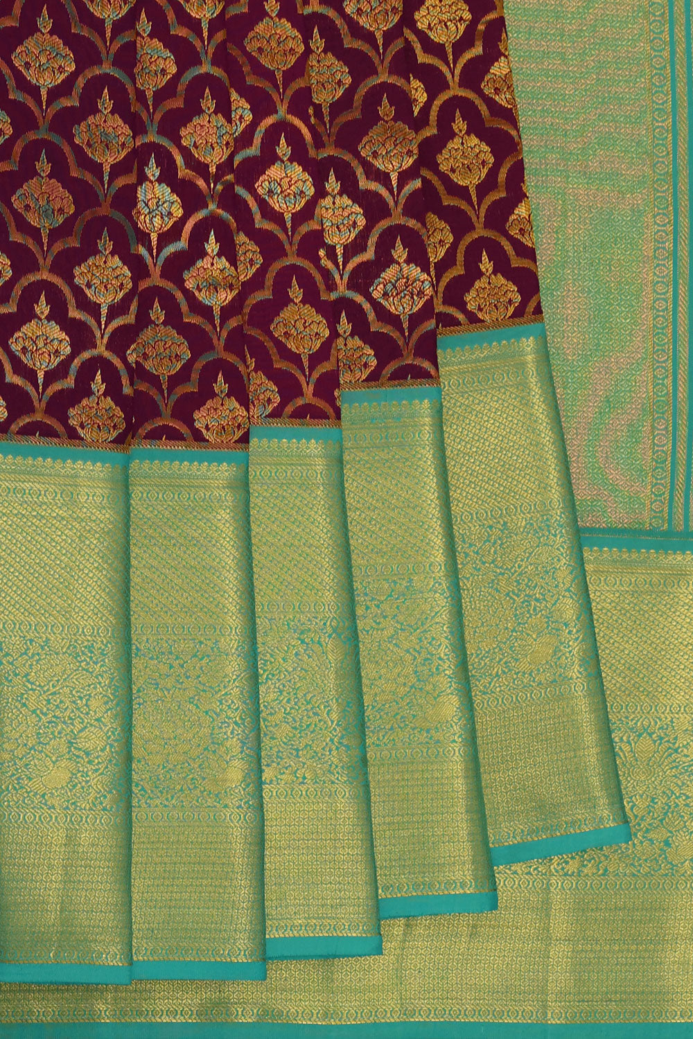 Image of Kanchipattu Deep Wine Brocade Saree