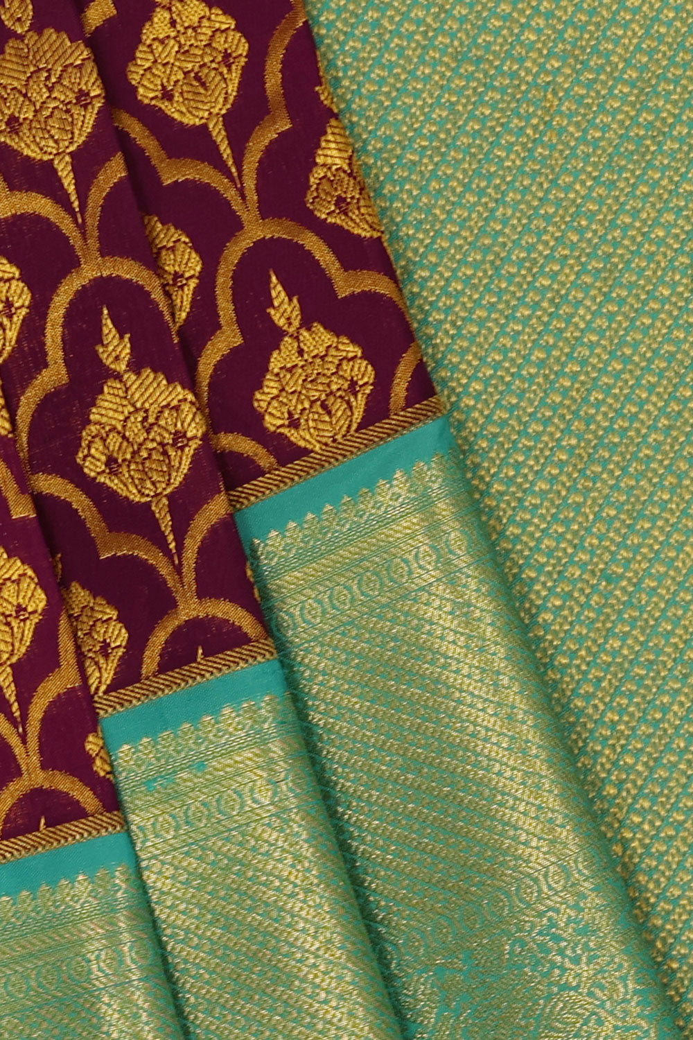 Image of Kanchipattu Deep Wine Brocade Saree
