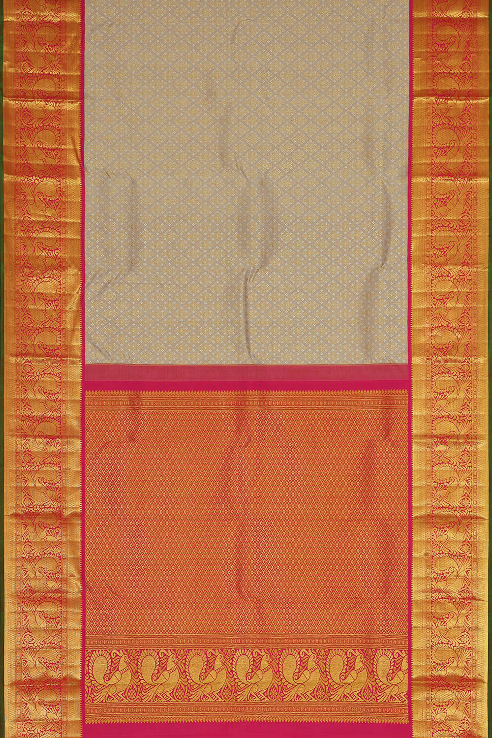 Image of Kanchipattu Cream Grey Brocade Saree