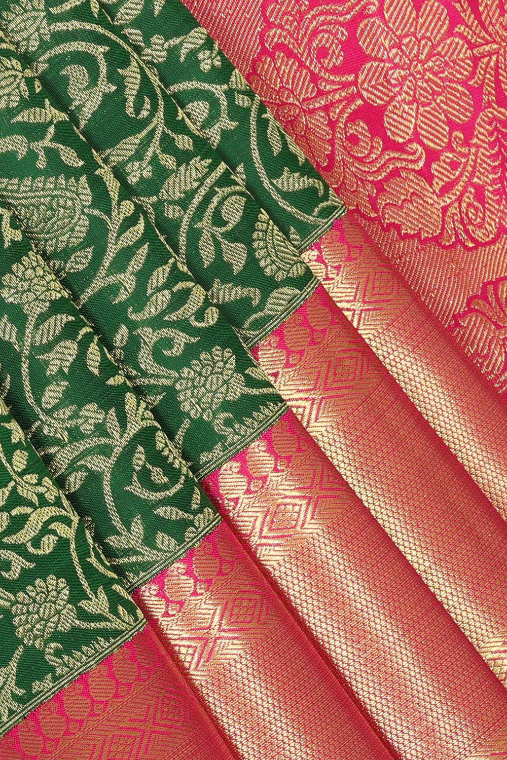 Image of Kanchipattu Bottle Green Brocade Saree