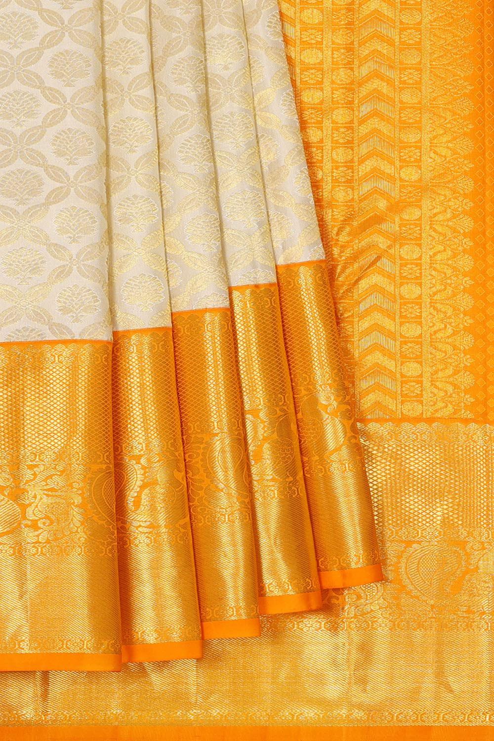 Kanchipattu Cream Brocade Saree