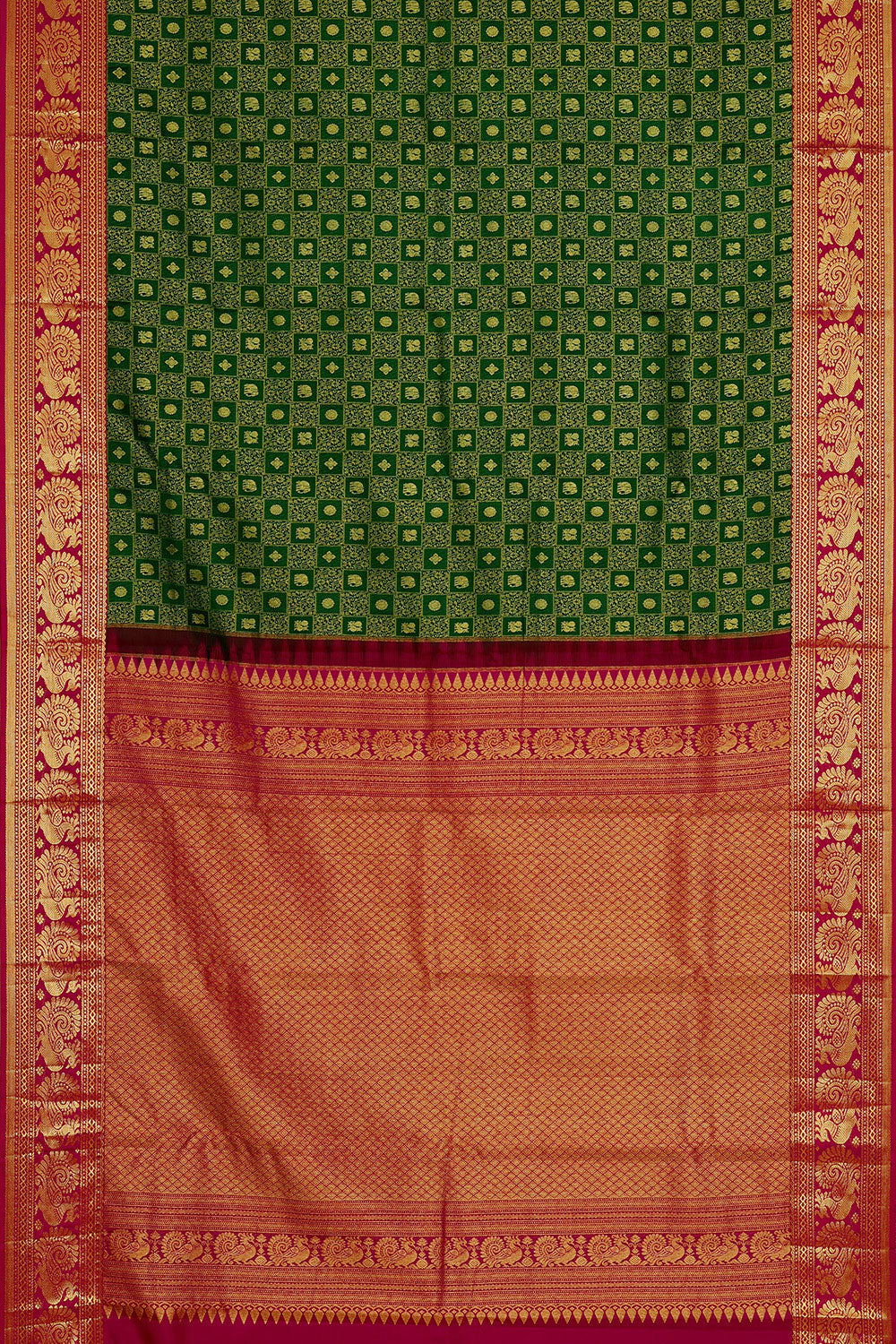 Image of Kanchipattu Bottle Green Brocade Saree