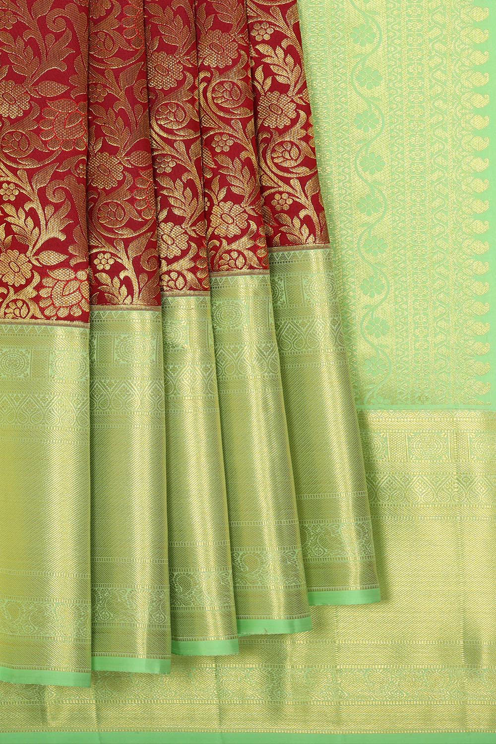 Image of Kanchipattu Red Brocade Saree