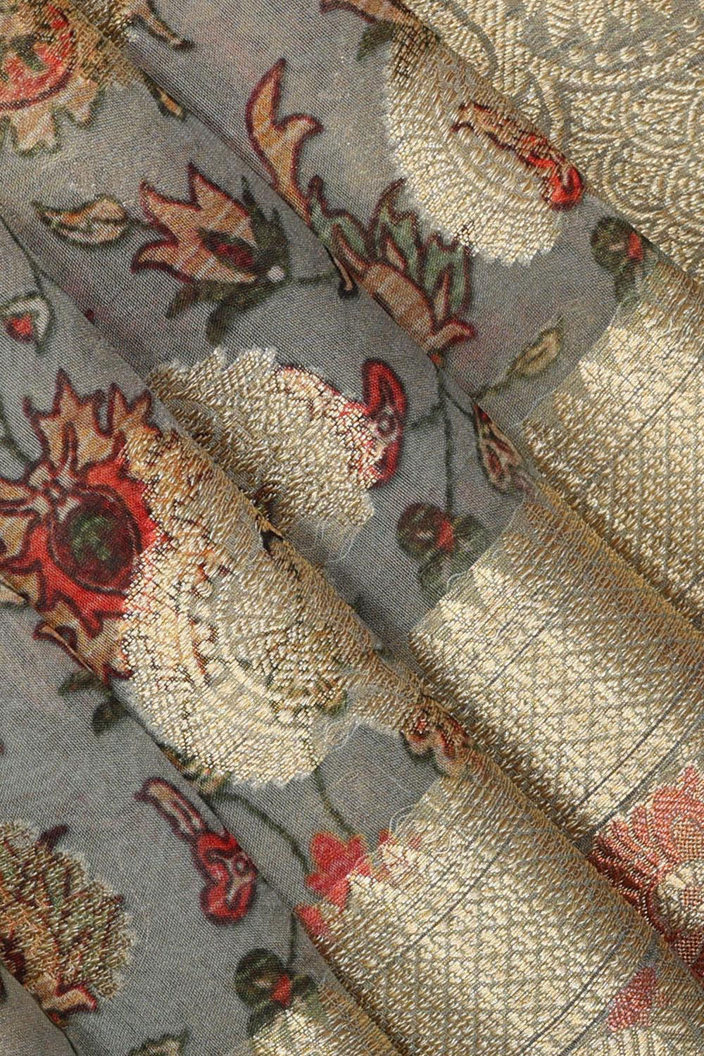 Image of Kora-Silk Grey Saree