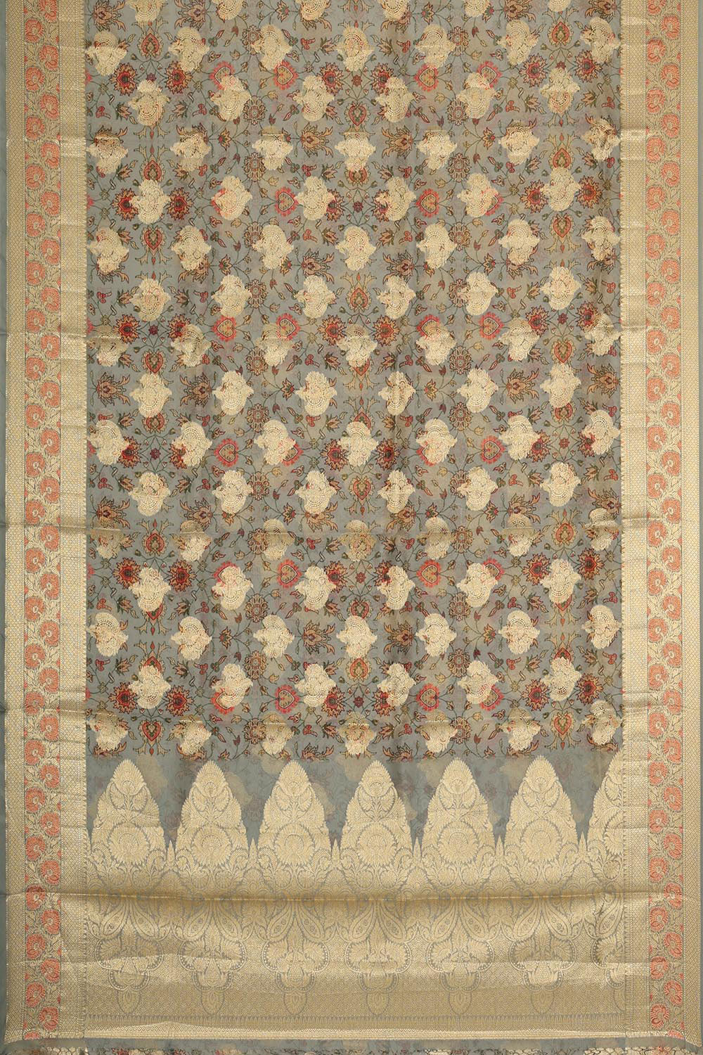 Image of Kora-Silk Grey Saree