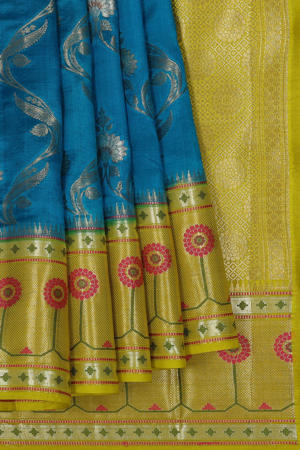 Collection of Banarasi Chiniya-Silk Blue Saree in a gallery layout