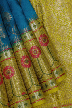 Collection of Banarasi Chiniya-Silk Blue Saree in a gallery layout