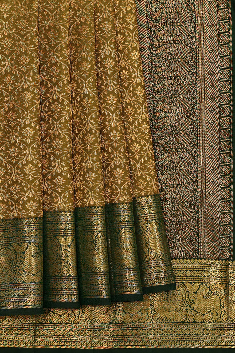 Image of Kanchipattu-Silk, Heena-Green Saree