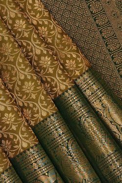 Image of Kanchipattu-Silk, Heena-Green Saree