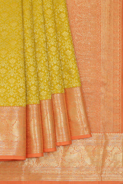 Collection of Kanchipattu Yellow Saree in a gallery layout