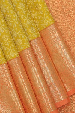 Collection of Kanchipattu Yellow Saree in a gallery layout