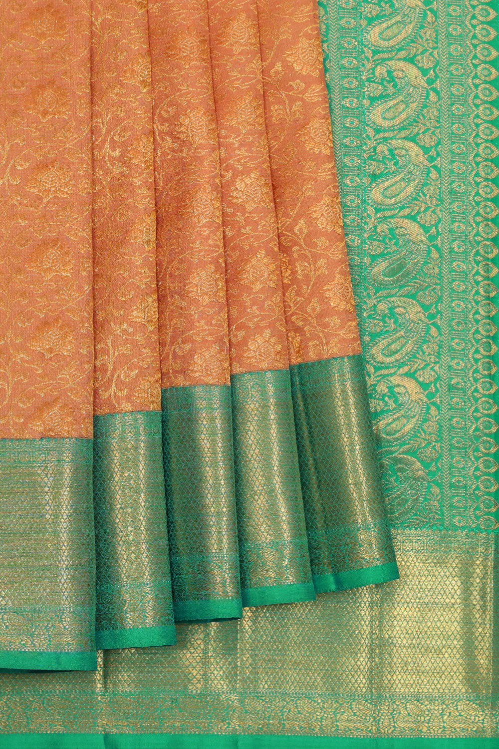 Collection of Kanchipattu Peach Saree in a gallery layout