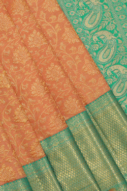 Collection of Kanchipattu Peach Saree in a gallery layout