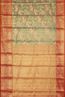 Collection of Kanchipattu An Ethereal Gold-Green Saree in a gallery layout