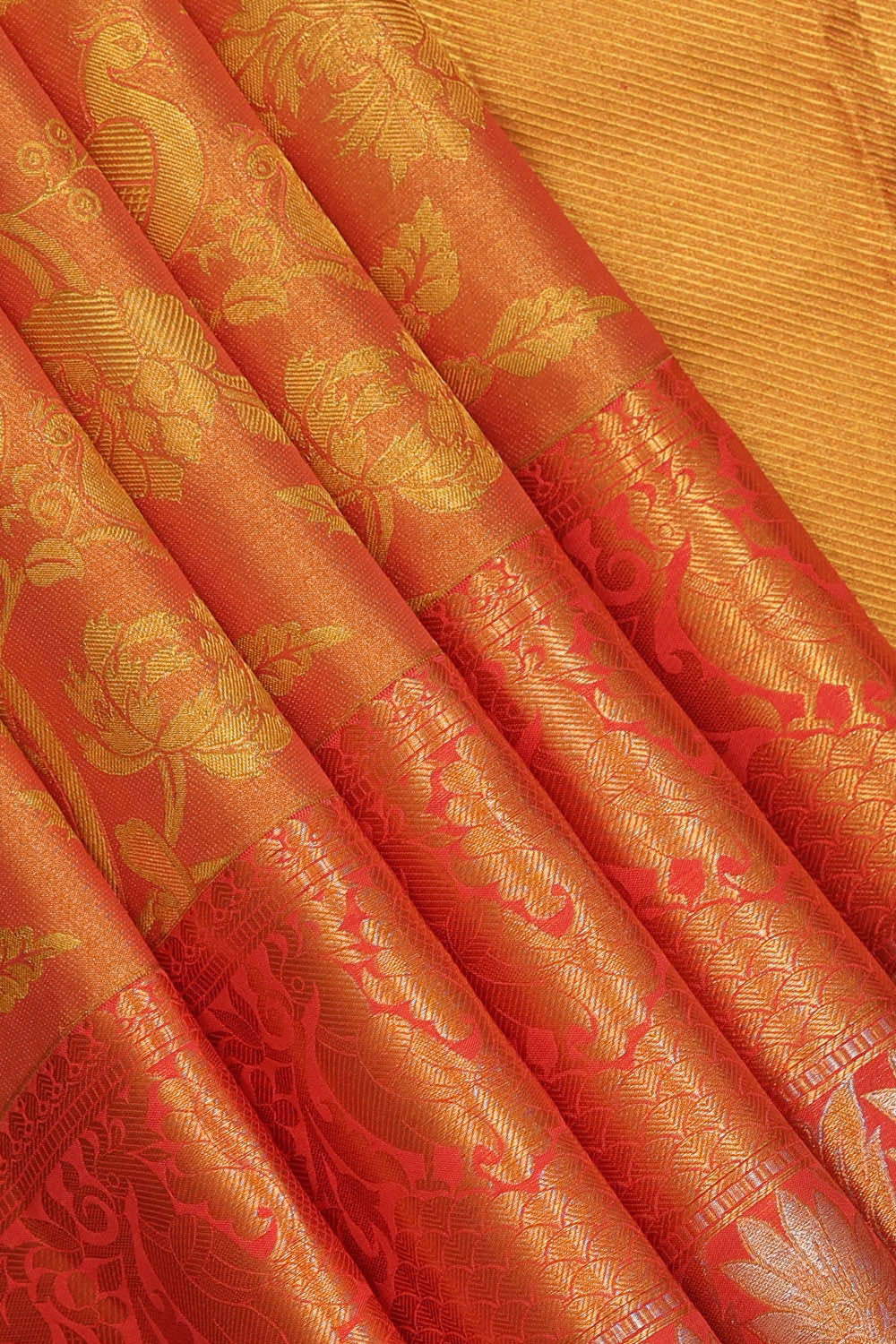 Image of Kanchipattu An Ethereal Gold-Orange Saree