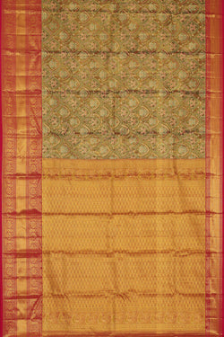 Collection of Kanchipattu Gold-Tissue Green Saree in a gallery layout