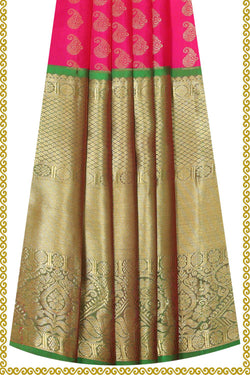 Image of Kanchipattu Rani Pink Pavada Unstitched Set