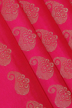 Image of Kanchipattu Rani Pink Pavada Unstitched Set