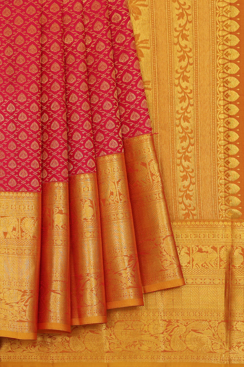 Collection of Kanchipattu-Silk, Fuchsia-Pink Saree in a gallery layout