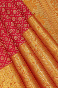 Collection of Kanchipattu-Silk, Fuchsia-Pink Saree in a gallery layout