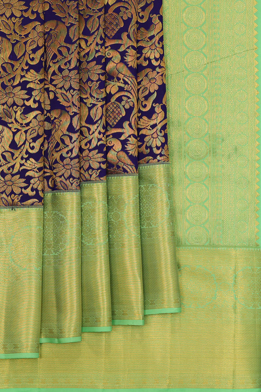 Collection of Kanchipattu Indigo Blue Saree in a gallery layout