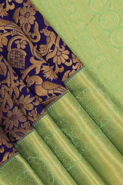 Collection of Kanchipattu Indigo Blue Saree in a gallery layout