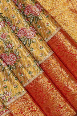 Collection of Kanchipattu Gold Saree in a gallery layout