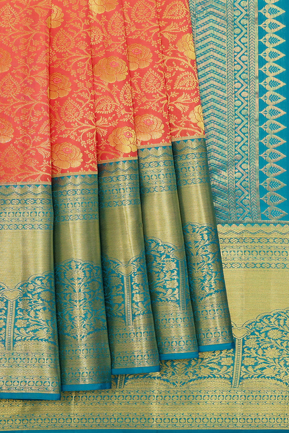 Collection of Kanchipattu Peach Saree in a gallery layout