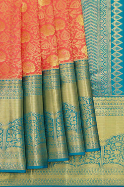 Collection of Kanchipattu Peach Saree in a gallery layout